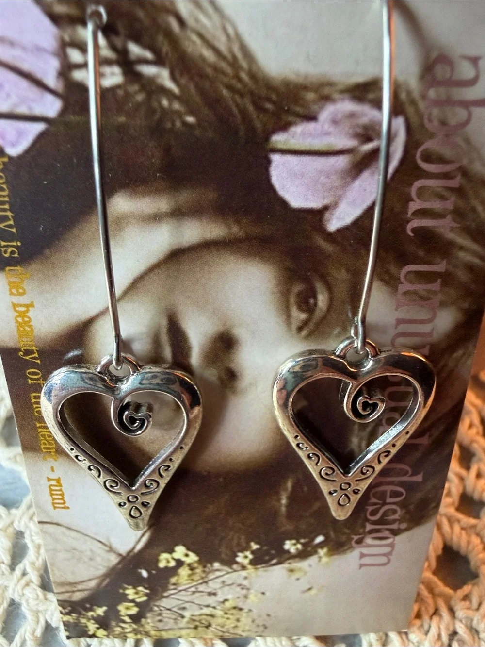 Silver Heart Drop Earrings - Silver Heart Dangle